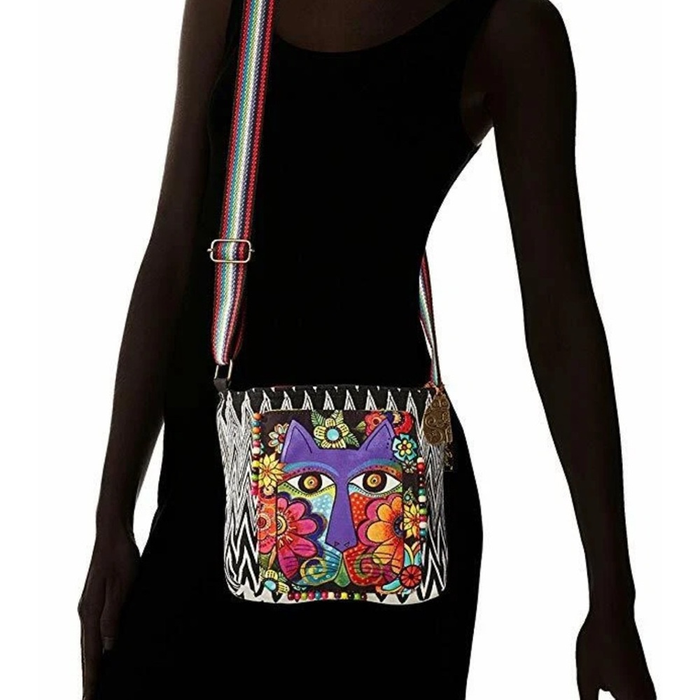 Laurel Burch Colorful Cat Crossbody Bag!NWOT!